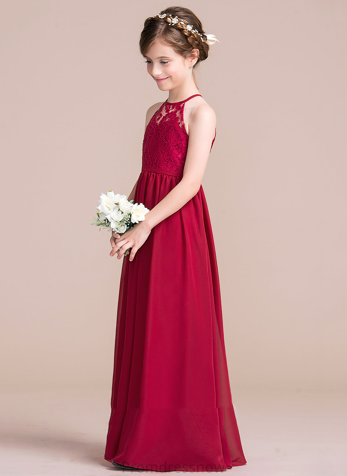 Neck Valery Sleeveless Scoop - Girl Chiffon/Lace Flower Flower Girl Dresses A-Line Floor-length Dress