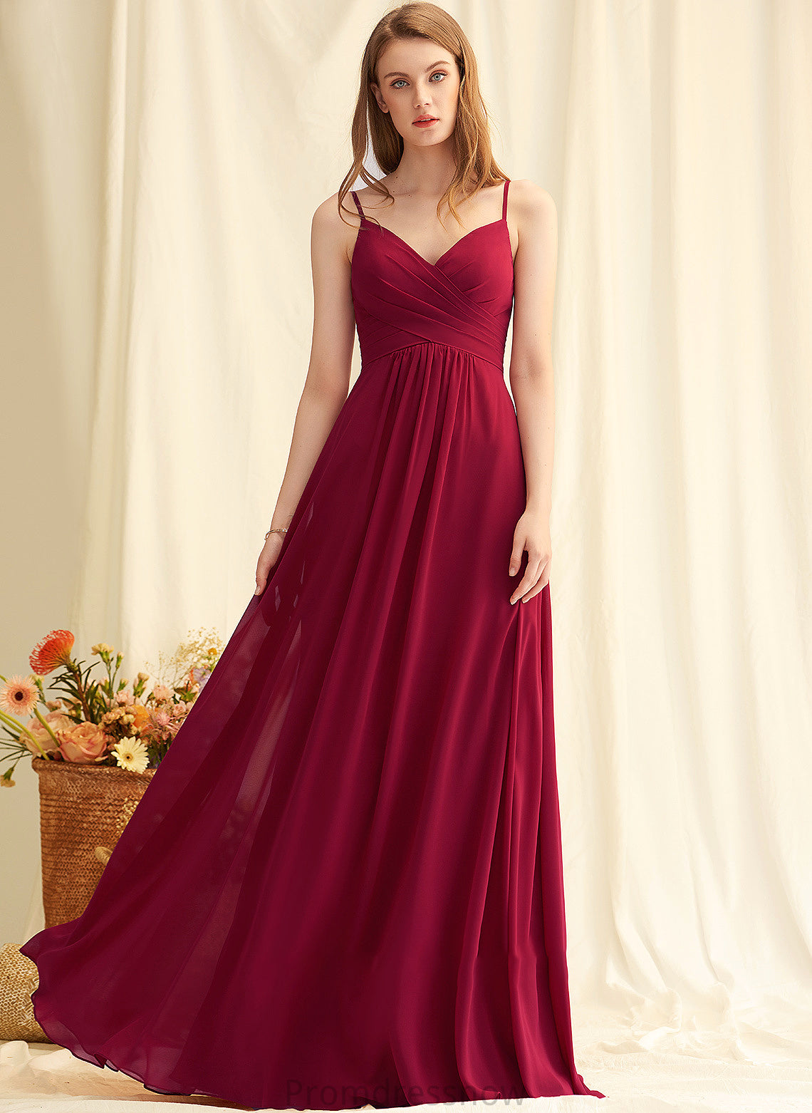 Embellishment Silhouette Length Neckline V-neck Fabric Ruffle Floor-Length A-Line Zoie Bridesmaid Dresses