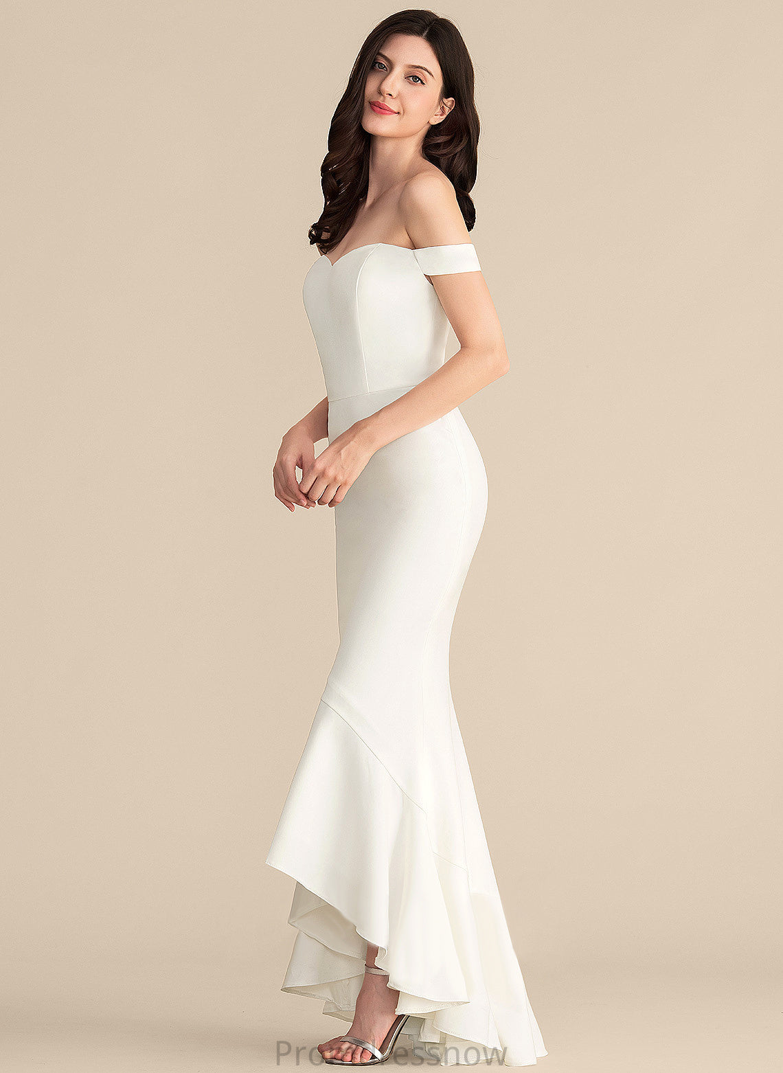 With Off-the-Shoulder Nylah Asymmetrical Ruffles Trumpet/Mermaid Wedding Dresses Wedding Dress Cascading