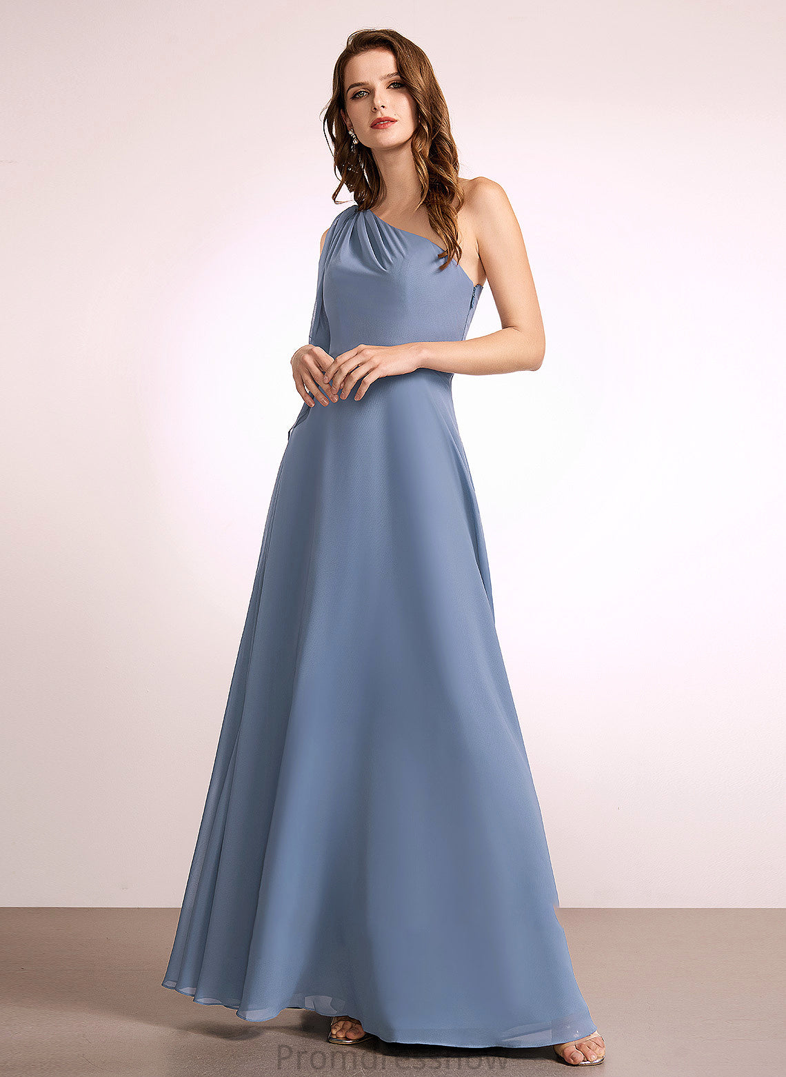 Bow(s) Fabric Neckline Silhouette One-Shoulder Floor-Length Length A-Line Embellishment Sabrina A-Line/Princess Sleeveless Bridesmaid Dresses