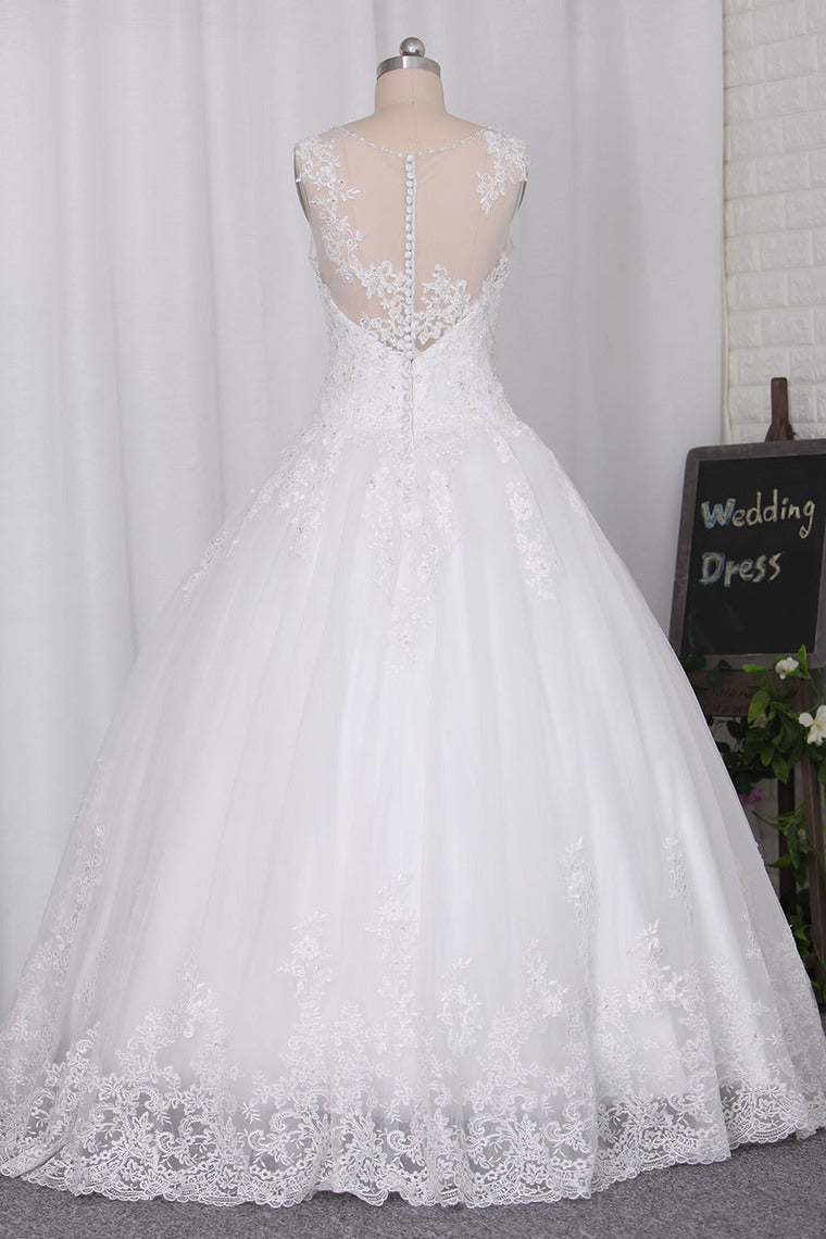 2024 Wedding Dresses Scoop A Line With Beads And Applique