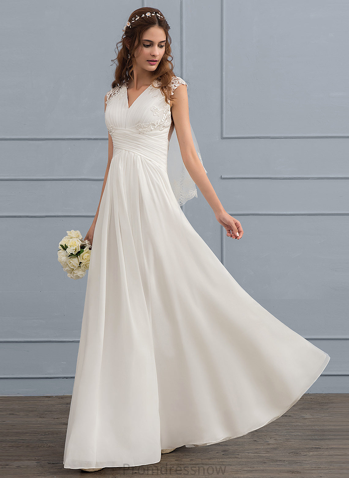 With Dress Floor-Length A-Line Rose Sweetheart Ruffle Wedding Dresses Wedding Chiffon