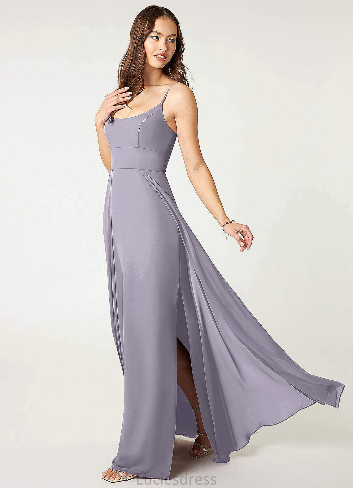 Willa Natural Waist A-Line/Princess V-Neck Floor Length Short Sleeves Bridesmaid Dresses