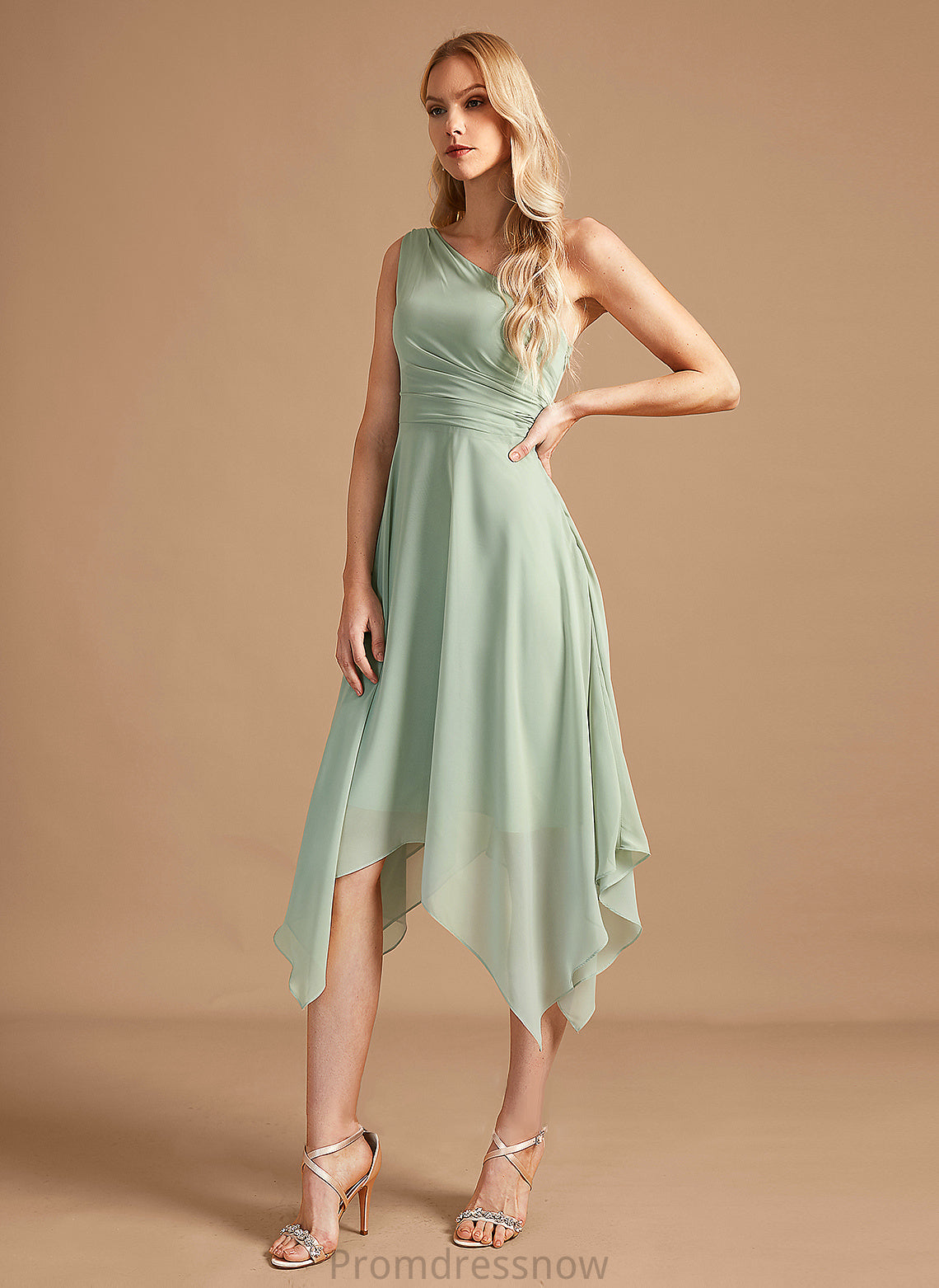 Silhouette Ruffle One-Shoulder A-Line Embellishment Asymmetrical Fabric Neckline Length Mckenzie A-Line/Princess Floor Length Bridesmaid Dresses