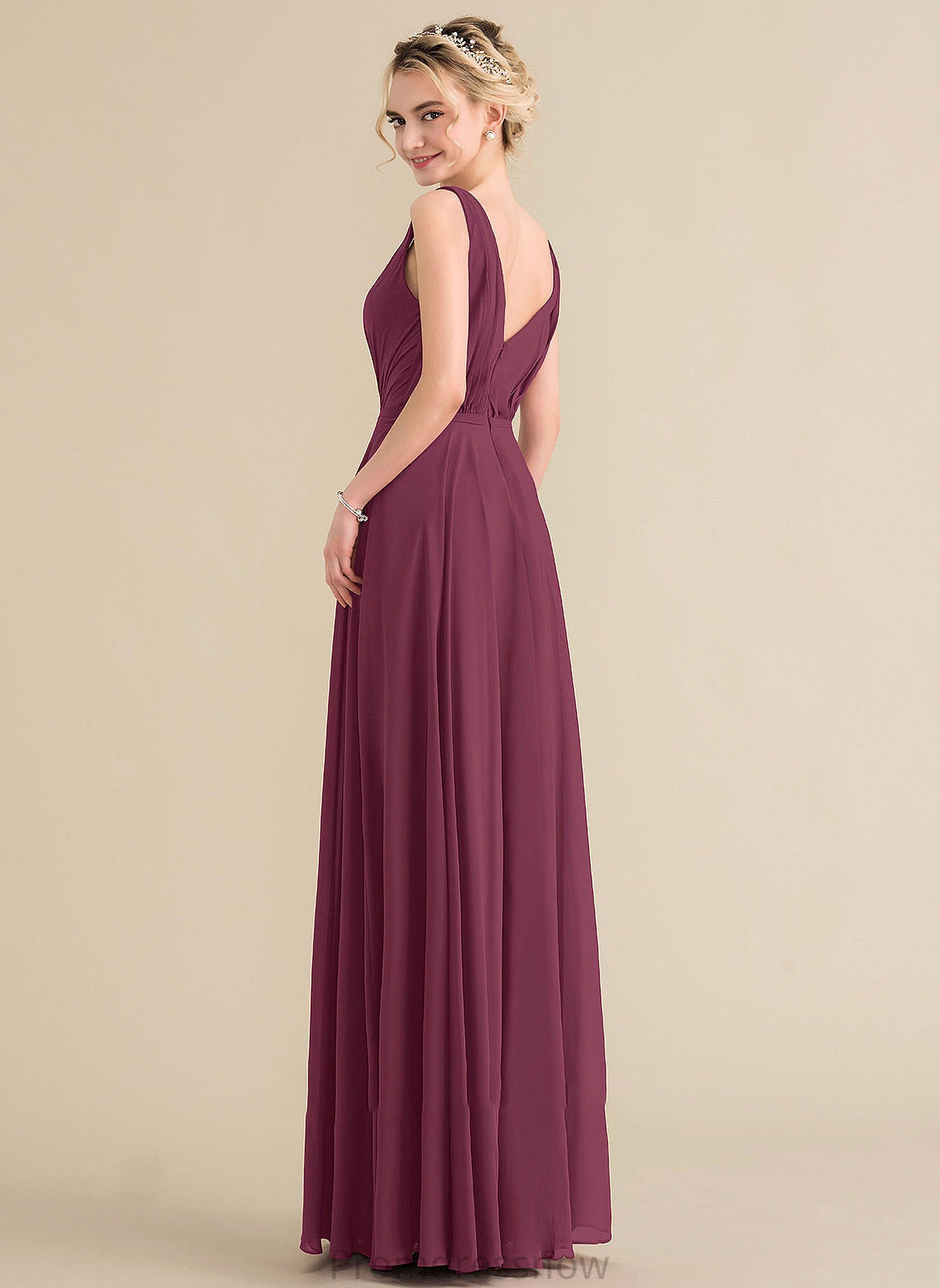 Neckline Ruffle Floor-Length Embellishment Length V-neck A-Line Silhouette Fabric Charity Floor Length Spaghetti Staps Bridesmaid Dresses