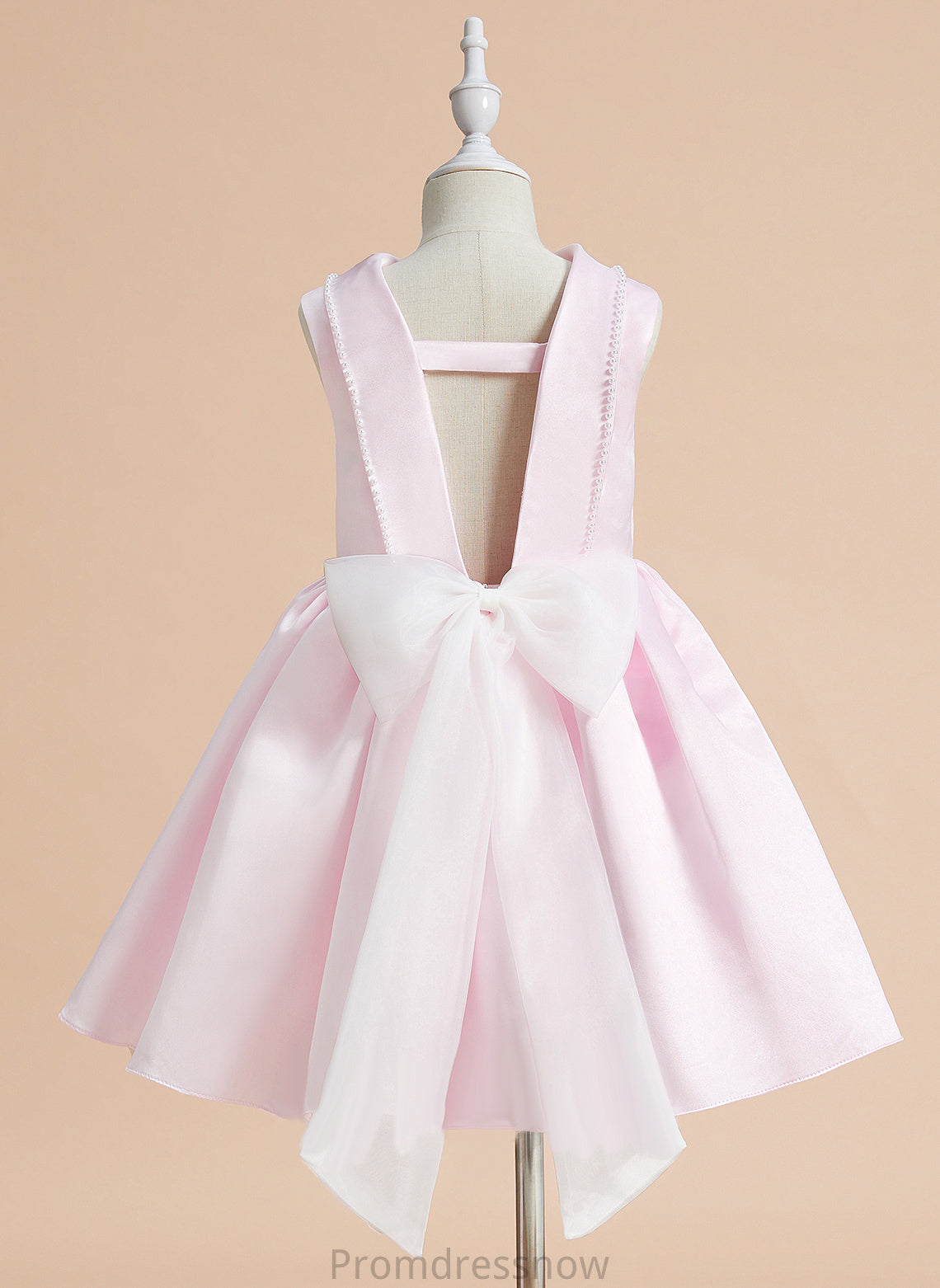 Flower Girl Dresses Sleeveless Alexa Beading/Bow(s) Girl A-Line Satin With Neck Knee-length Flower Scoop - Dress