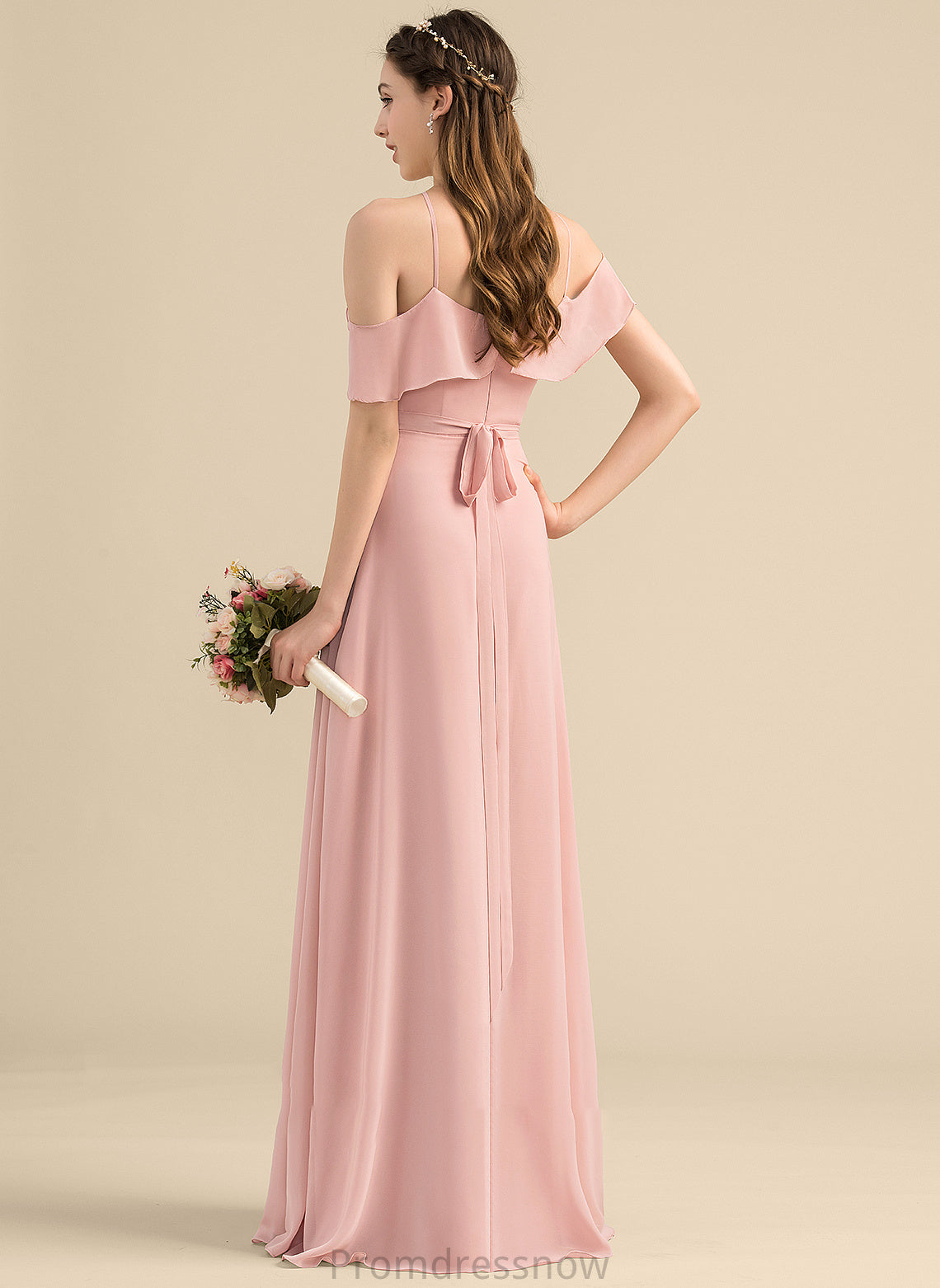 Length Neckline Bow(s) V-neck CascadingRuffles Silhouette Floor-Length A-Line Embellishment Fabric Gill A-Line/Princess Bridesmaid Dresses