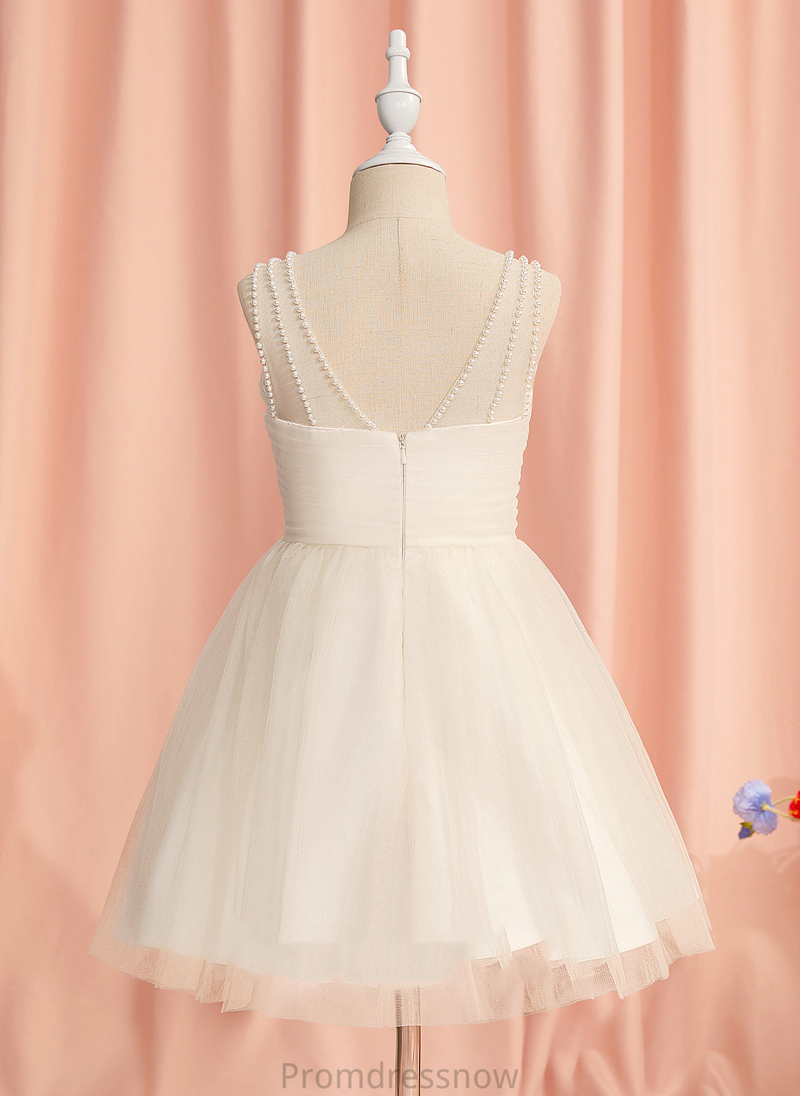 Flower Girl Dresses Emmalee Dress V-neck Sleeveless Knee-length Ruffles/Beading - Tulle Girl With Flower A-Line