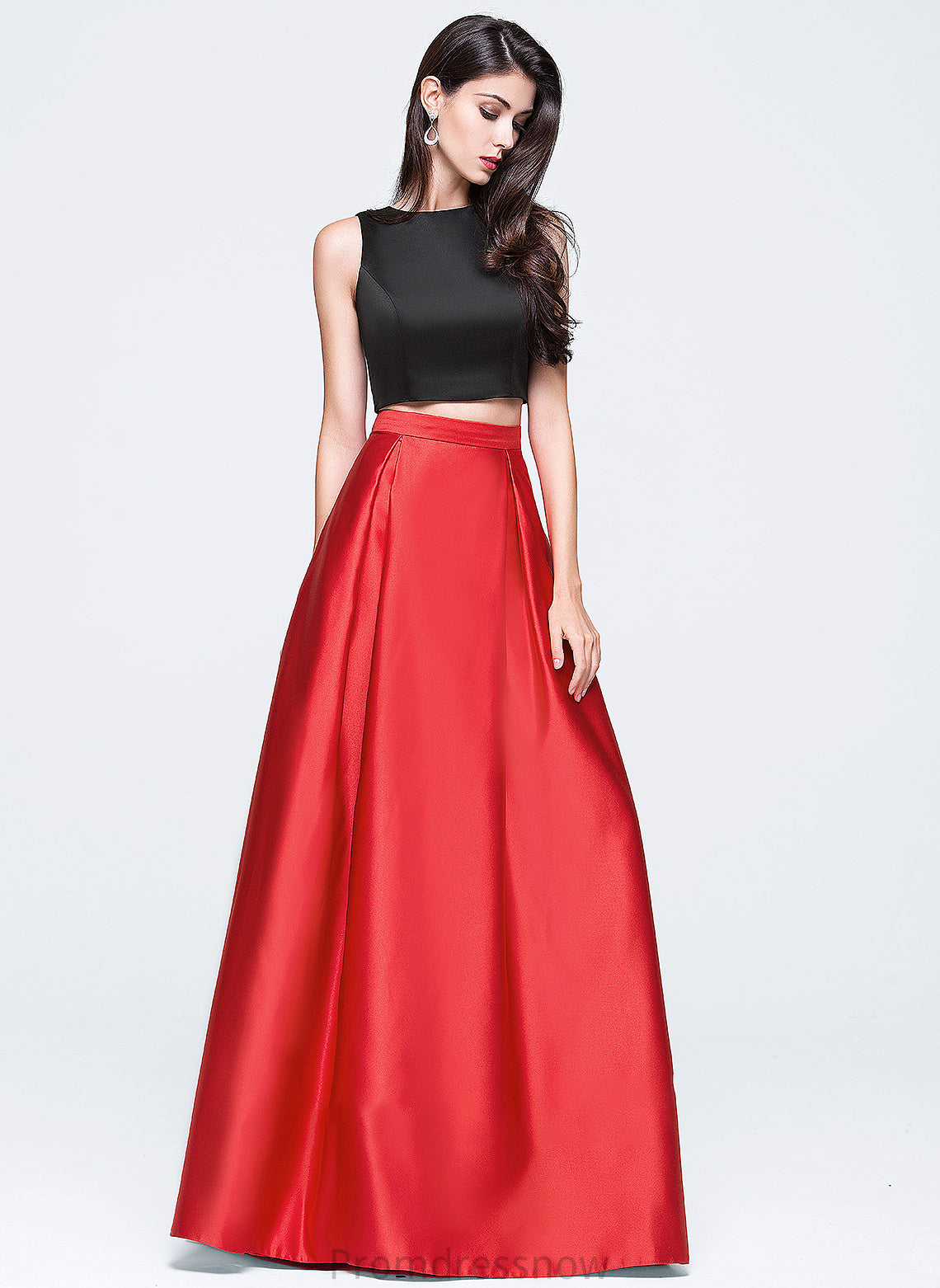 With Winnie Floor-Length Pockets Ball-Gown/Princess Scoop Satin Neck Prom Dresses