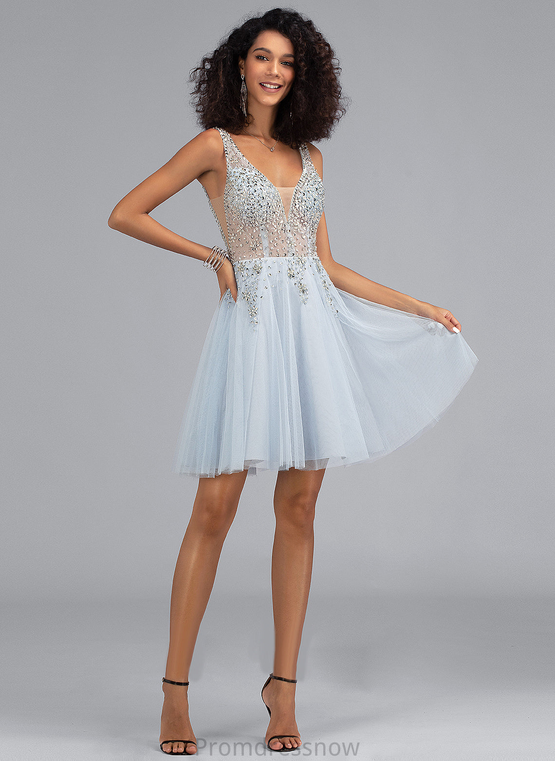 With Payton Dress Homecoming A-Line V-neck Sequins Homecoming Dresses Tulle Short/Mini Beading