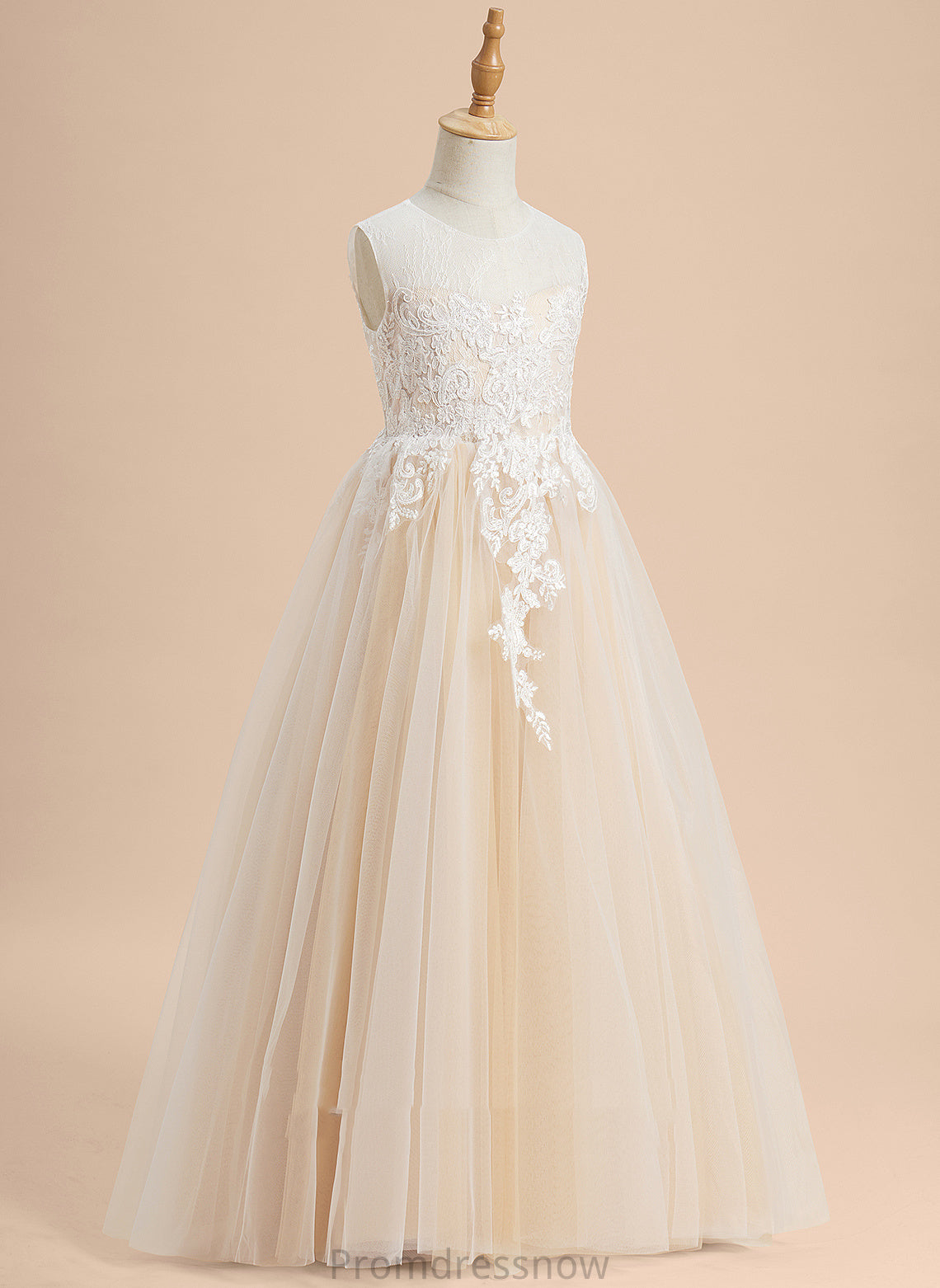 Tulle Sleeveless Scoop Lace/Beading A-Line Flower Girl Dresses Karley Neck - Floor-length Flower Dress Girl With