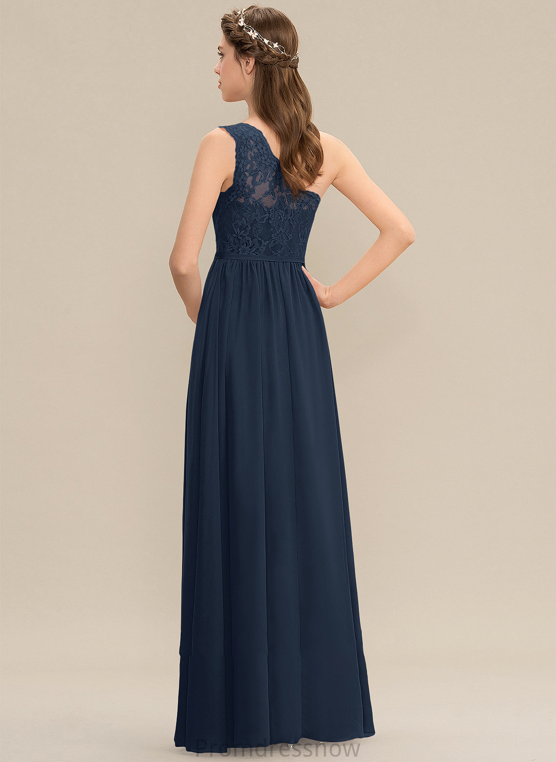 Embellishment Silhouette Floor-Length SplitFront Neckline Length A-Line One-Shoulder Fabric Arianna Natural Waist Sleeveless Bridesmaid Dresses