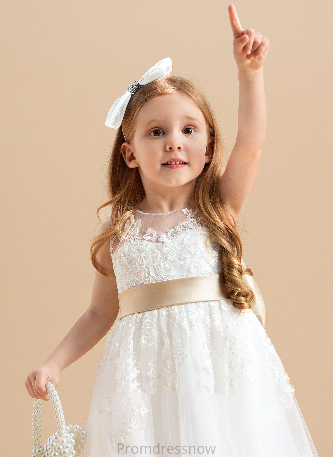 Scoop Sleeveless Satin/Tulle/Lace A-Line/Princess Flower Monserrat Girl Dress Flower Girl Dresses Neck - Ankle-length Sash/Bow(s) With