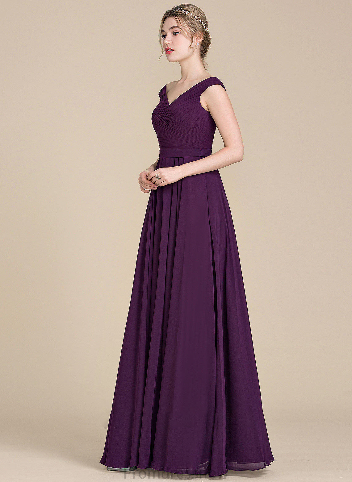 Fabric Length Floor-Length Embellishment A-Line Ruffle Neckline Off-the-Shoulder Silhouette Marlee Sheath/Column Sleeveless Bridesmaid Dresses