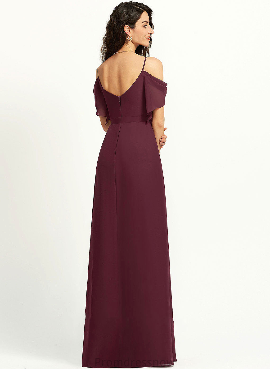 Fabric A-Line Neckline SplitFront Floor-Length Ruffle Silhouette Embellishment V-neck Length Nancy Floor Length Bridesmaid Dresses