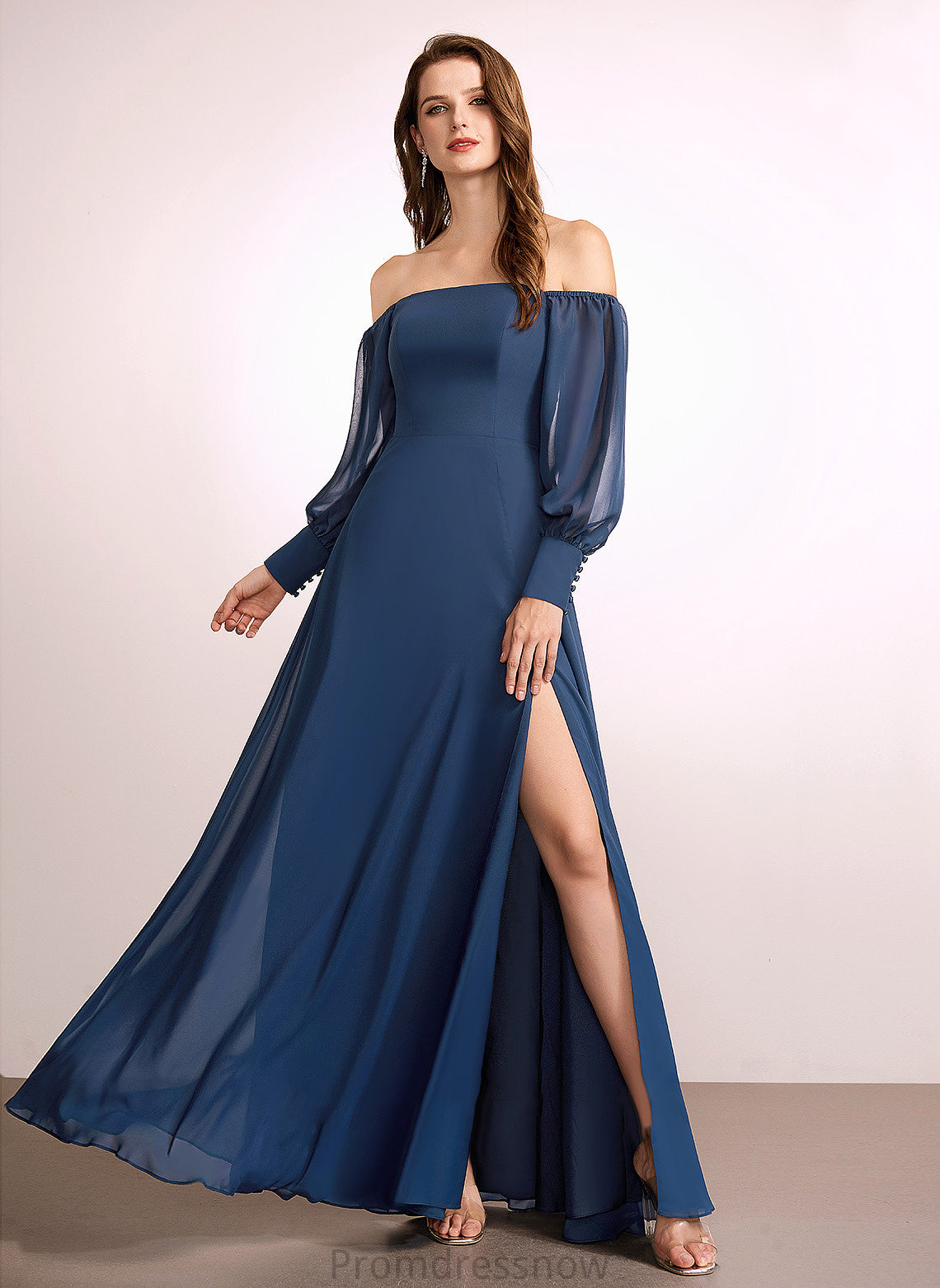 A-Line Off-the-Shoulder Silhouette Embellishment Neckline SplitFront Floor-Length Fabric Length Kelly Sleeveless Floor Length Bridesmaid Dresses