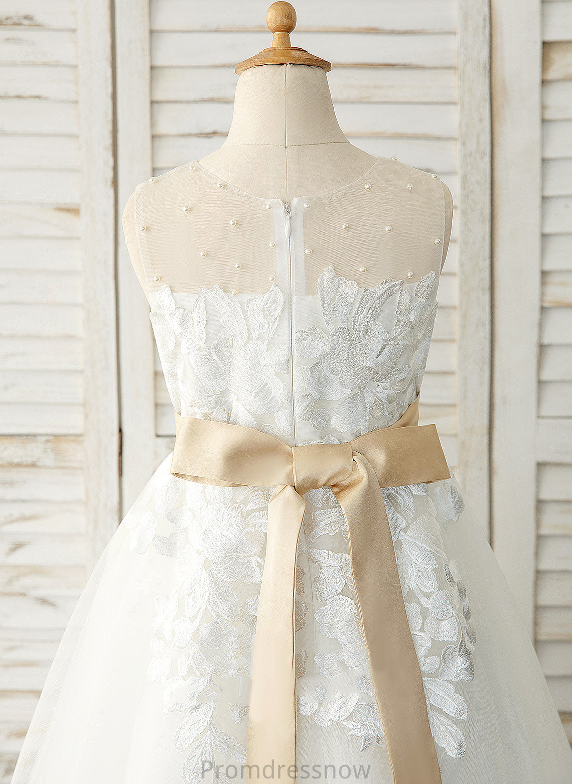 Neck sash) A-Line Dress - With Scoop Flower Girl (Detachable Ankle-length Flower Girl Dresses Tulle/Lace Sleeveless Payton Sash