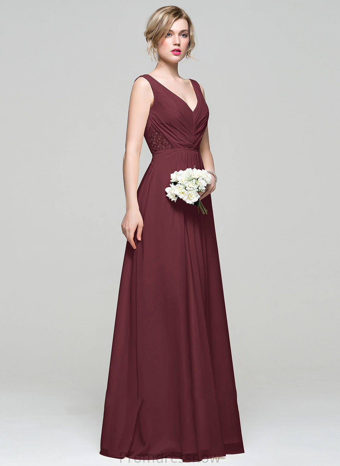 A-Line Ruffle Sequins Length Embellishment Silhouette Floor-Length Neckline V-neck Fabric Beading Lace Bridesmaid Dresses