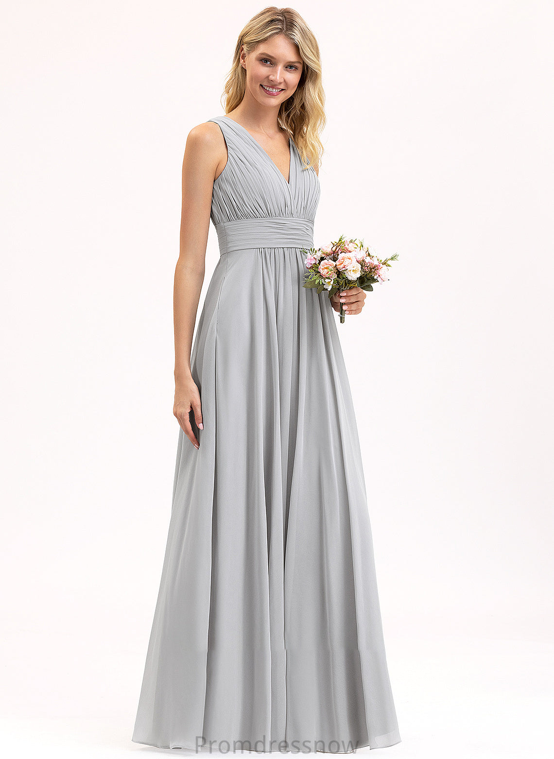 Embellishment A-Line Fabric V-neck Bow(s) Silhouette Ruffle Length Floor-Length Neckline Pockets Elisabeth Bridesmaid Dresses