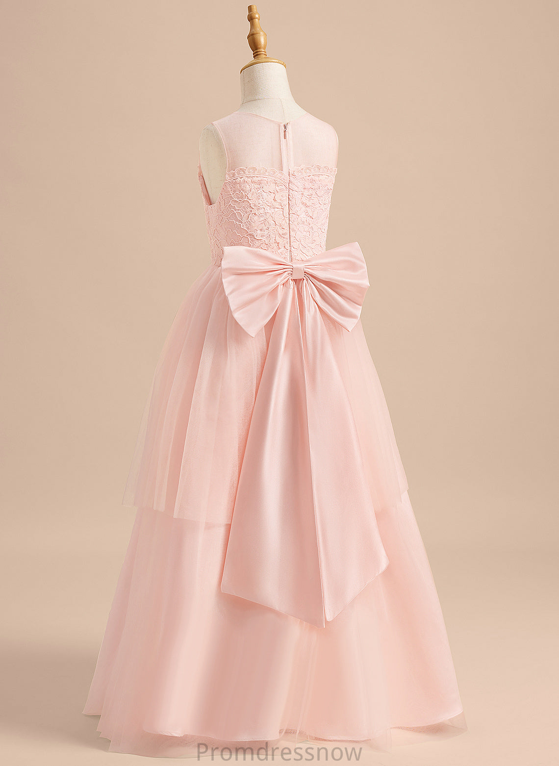 Scoop Lace/Bow(s) Sleeveless Aliana Tulle Neck With Flower Flower Girl Dresses Dress Floor-length - A-Line Girl