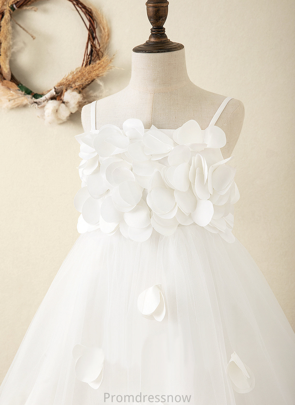 Straps Flower Girl Dresses Flower Dress - Knee-length A-Line Girl Satin Sleeveless Crystal