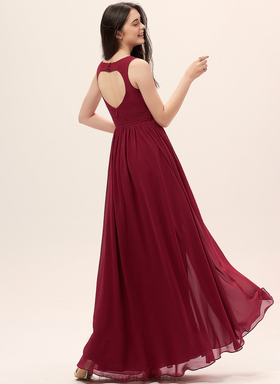 Floor-Length A-Line Sweetheart Fabric Embellishment Neckline Pockets Length Ruffle Silhouette Nadia V-Neck Bridesmaid Dresses