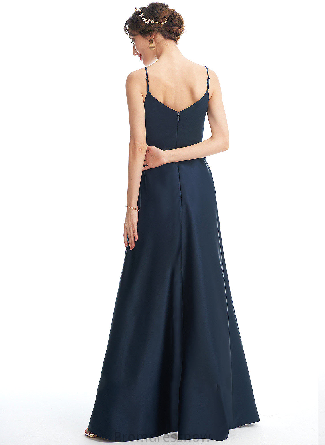 Fabric Embellishment Length A-Line V-neck Neckline Pockets Floor-Length Silhouette SplitFront Lois Floor Length Bridesmaid Dresses