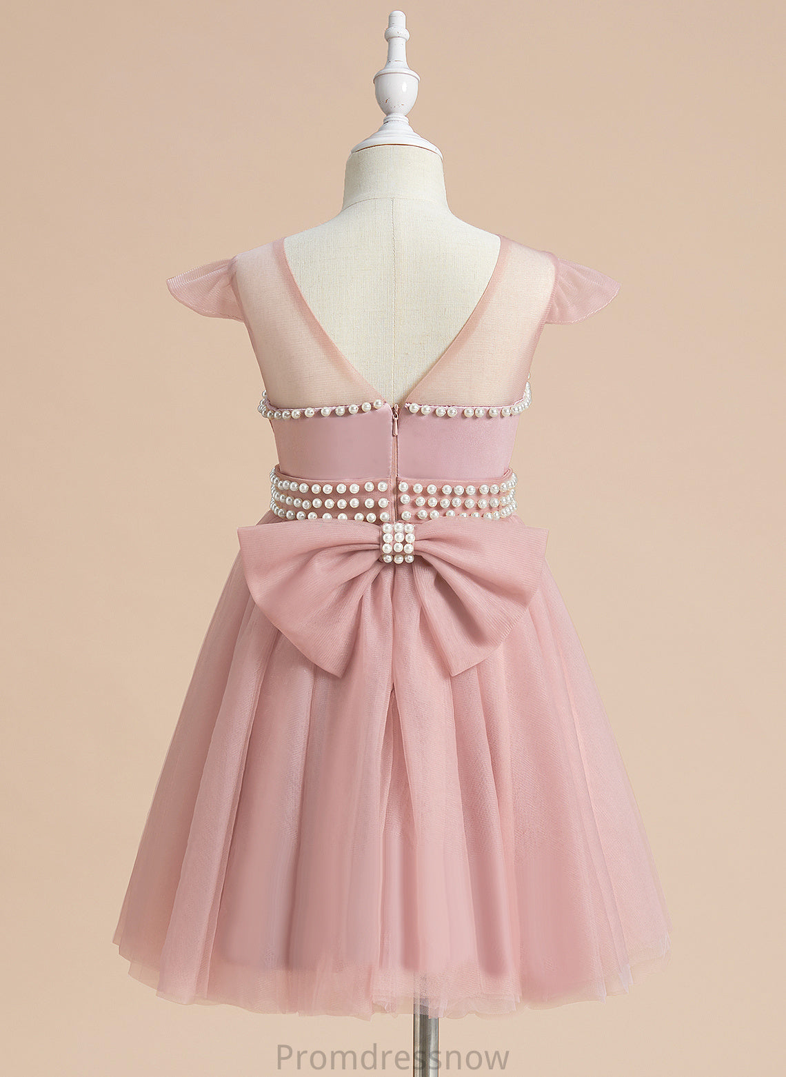 - Flower Girl Dresses With Dress Satin/Tulle Beading/Bow(s) Girl Scoop Neck A-Line Amaris Sleeveless Knee-length Flower