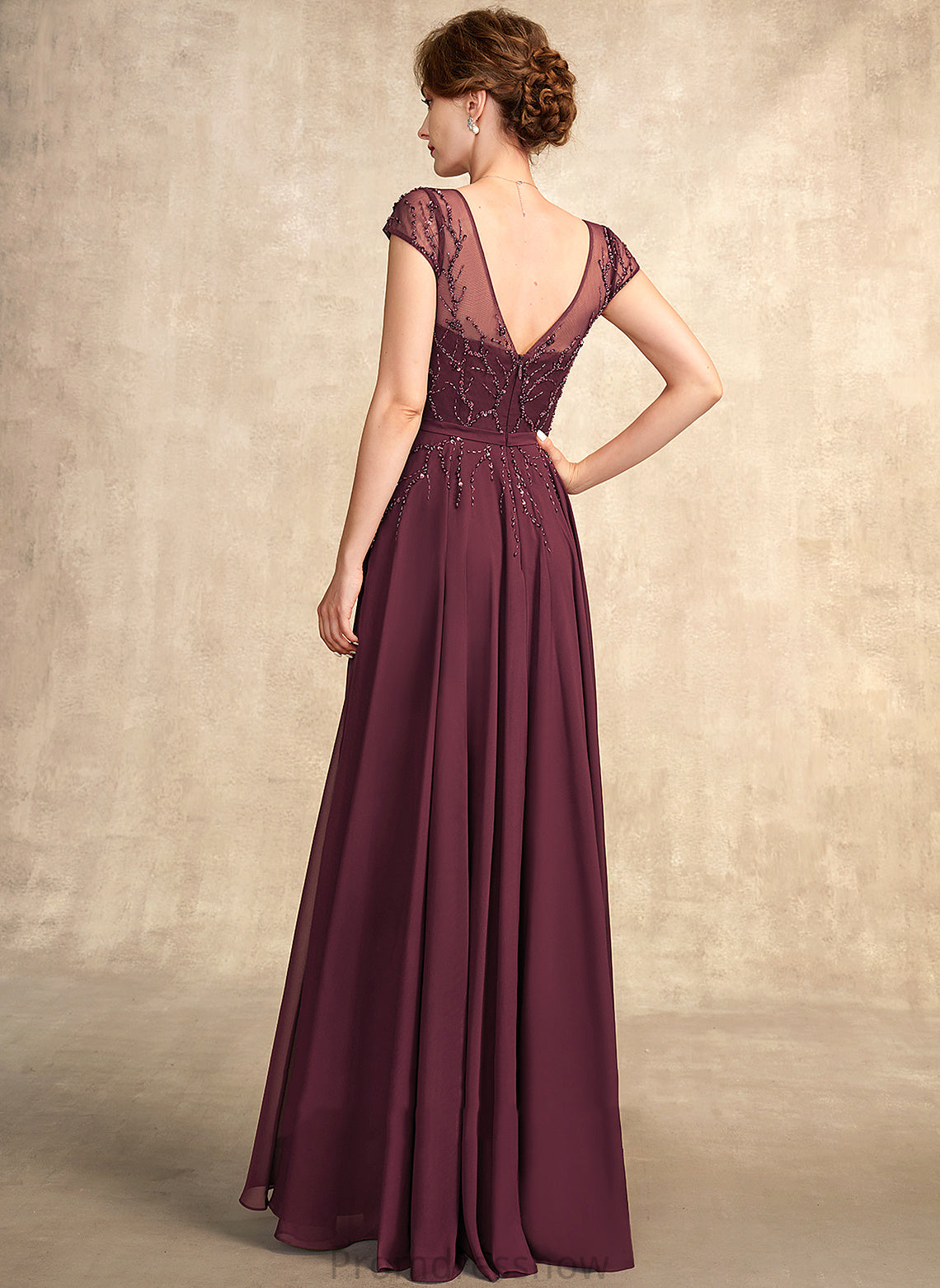 A-Line Chiffon Floor-Length of Justice the Dress Sequins V-neck Beading Mother With Bride Mother of the Bride Dresses