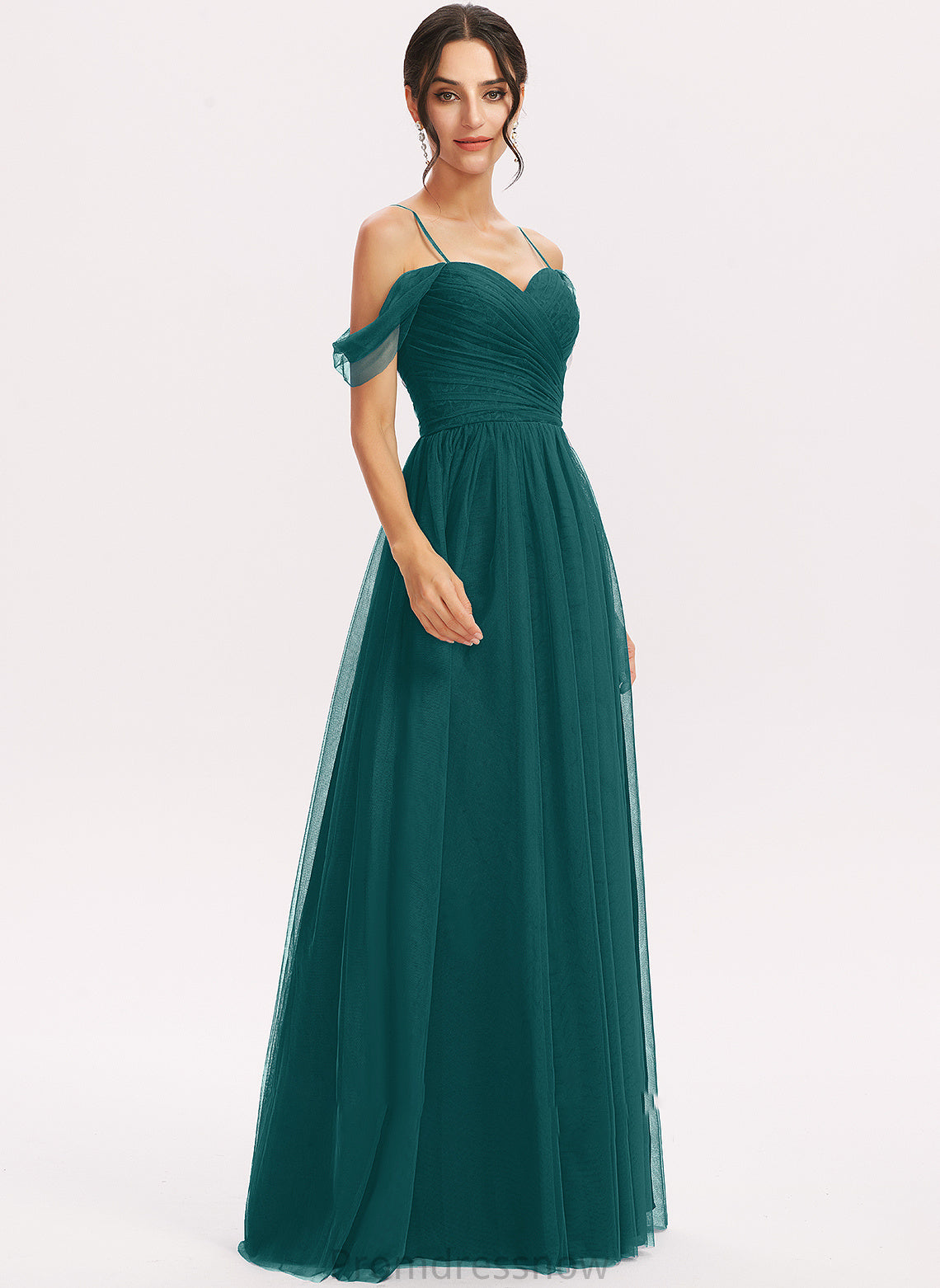 Length Embellishment Fabric Silhouette Ruffle Floor-Length A-Line Neckline V-neck Lailah A-Line/Princess V-Neck Bridesmaid Dresses