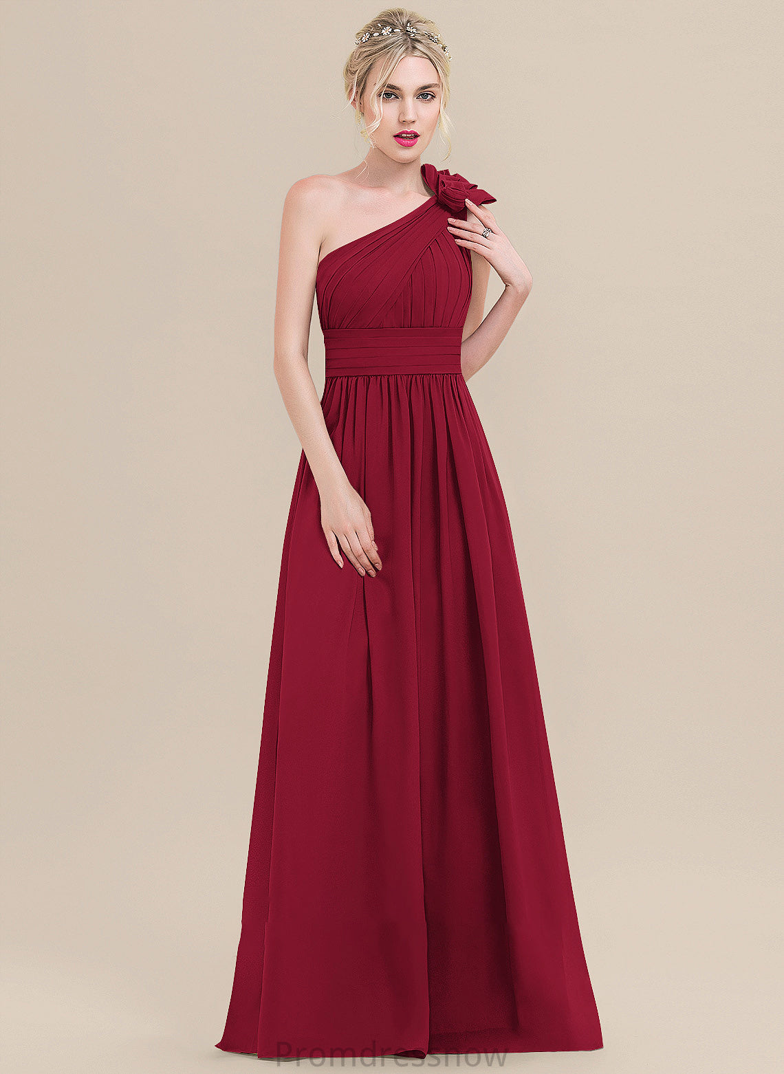 Flower(s) Ruffle Floor-Length Silhouette Neckline A-Line Length Embellishment Fabric One-Shoulder Paisley Sheath/Column Bridesmaid Dresses