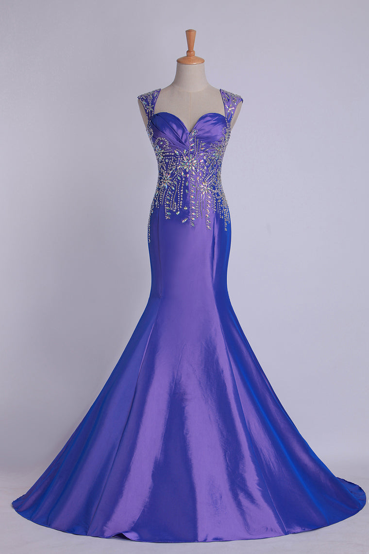 2024 Off The Shoulder Court Train Mermaid Fancy Prom Dress