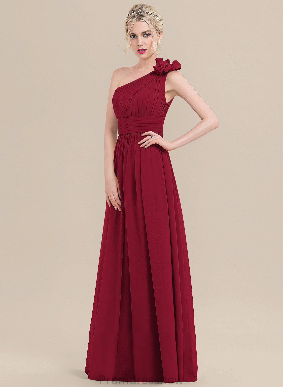 Flower(s) Ruffle Floor-Length Silhouette Neckline A-Line Length Embellishment Fabric One-Shoulder Paisley Sheath/Column Bridesmaid Dresses