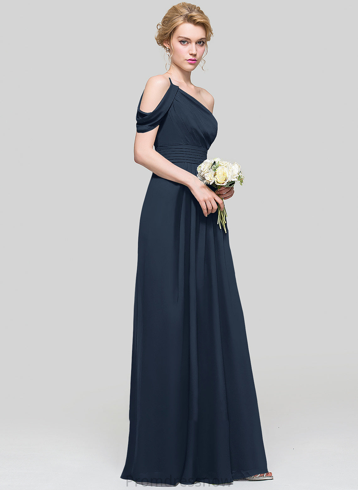 One-Shoulder A-Line Embellishment Floor-Length Length Neckline Silhouette Fabric Ruffle Callie V-Neck Floor Length Bridesmaid Dresses