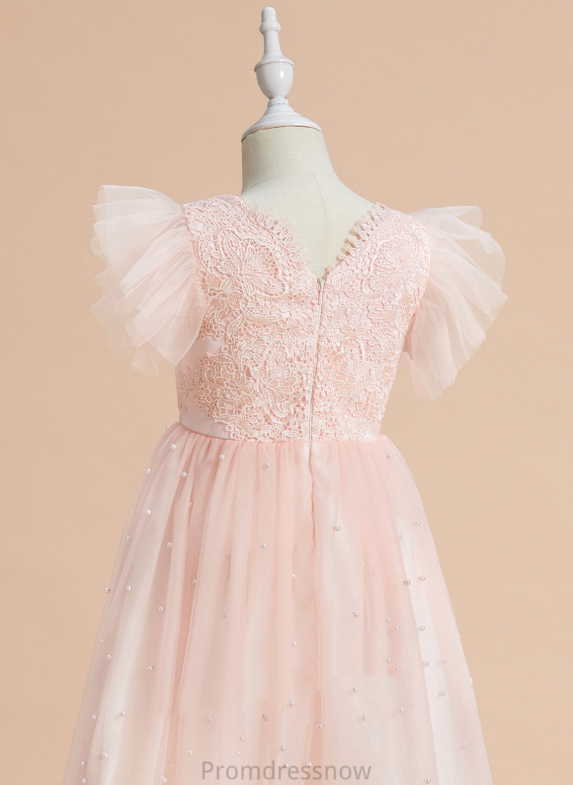 Knee-length Scoop Dress Lace Coral Neck Sleeveless Girl With Flower - Flower Girl Dresses A-Line Satin/Tulle