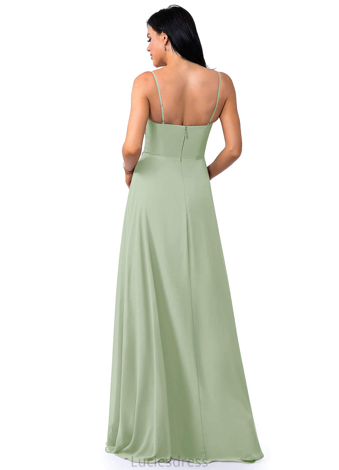 Willa Sleeveless Floor Length A-Line/Princess Spaghetti Staps Natural Waist Bridesmaid Dresses