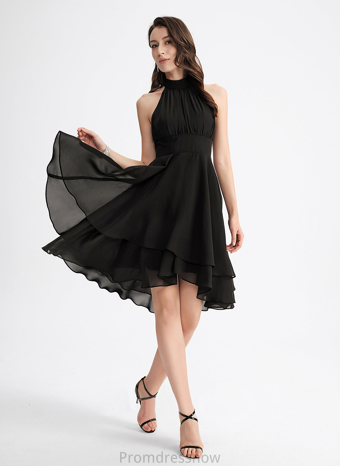 With Cocktail Dress Kasey Neck Pleated Scoop Asymmetrical Cocktail Dresses A-Line Chiffon