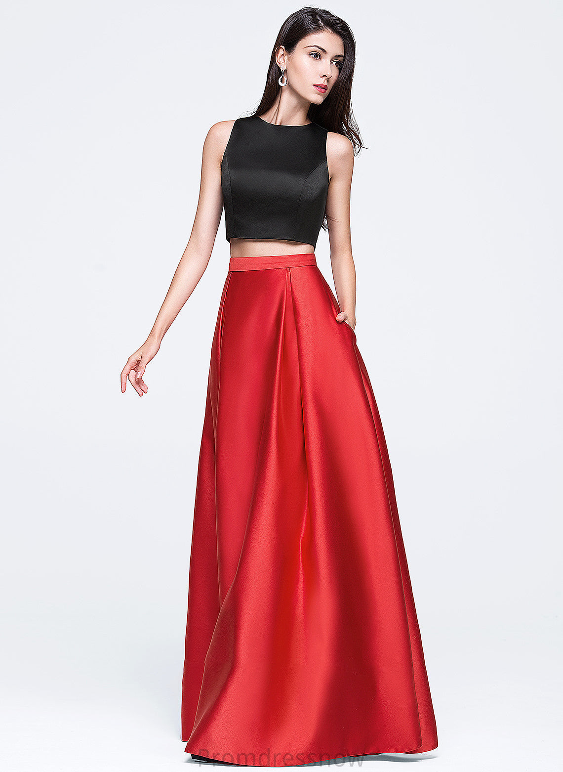 With Winnie Floor-Length Pockets Ball-Gown/Princess Scoop Satin Neck Prom Dresses