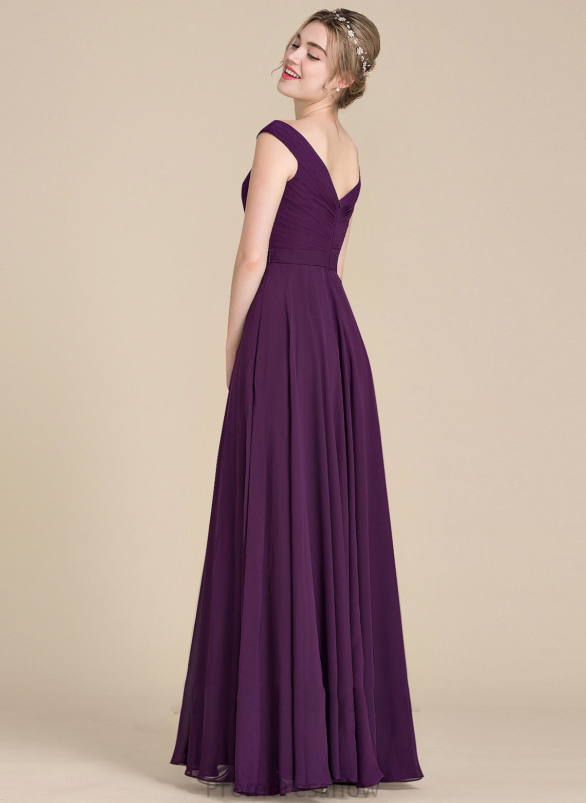 Fabric Length Floor-Length Embellishment A-Line Ruffle Neckline Off-the-Shoulder Silhouette Marlee Sheath/Column Sleeveless Bridesmaid Dresses