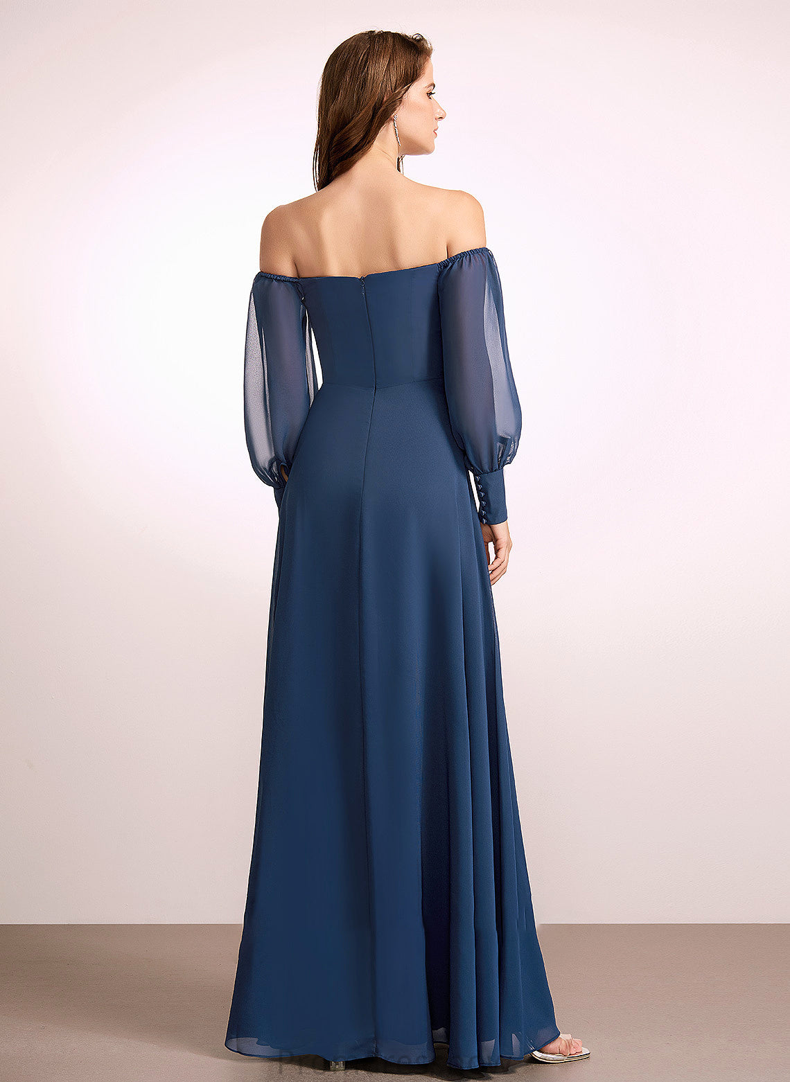 A-Line Off-the-Shoulder Silhouette Embellishment Neckline SplitFront Floor-Length Fabric Length Kelly Sleeveless Floor Length Bridesmaid Dresses