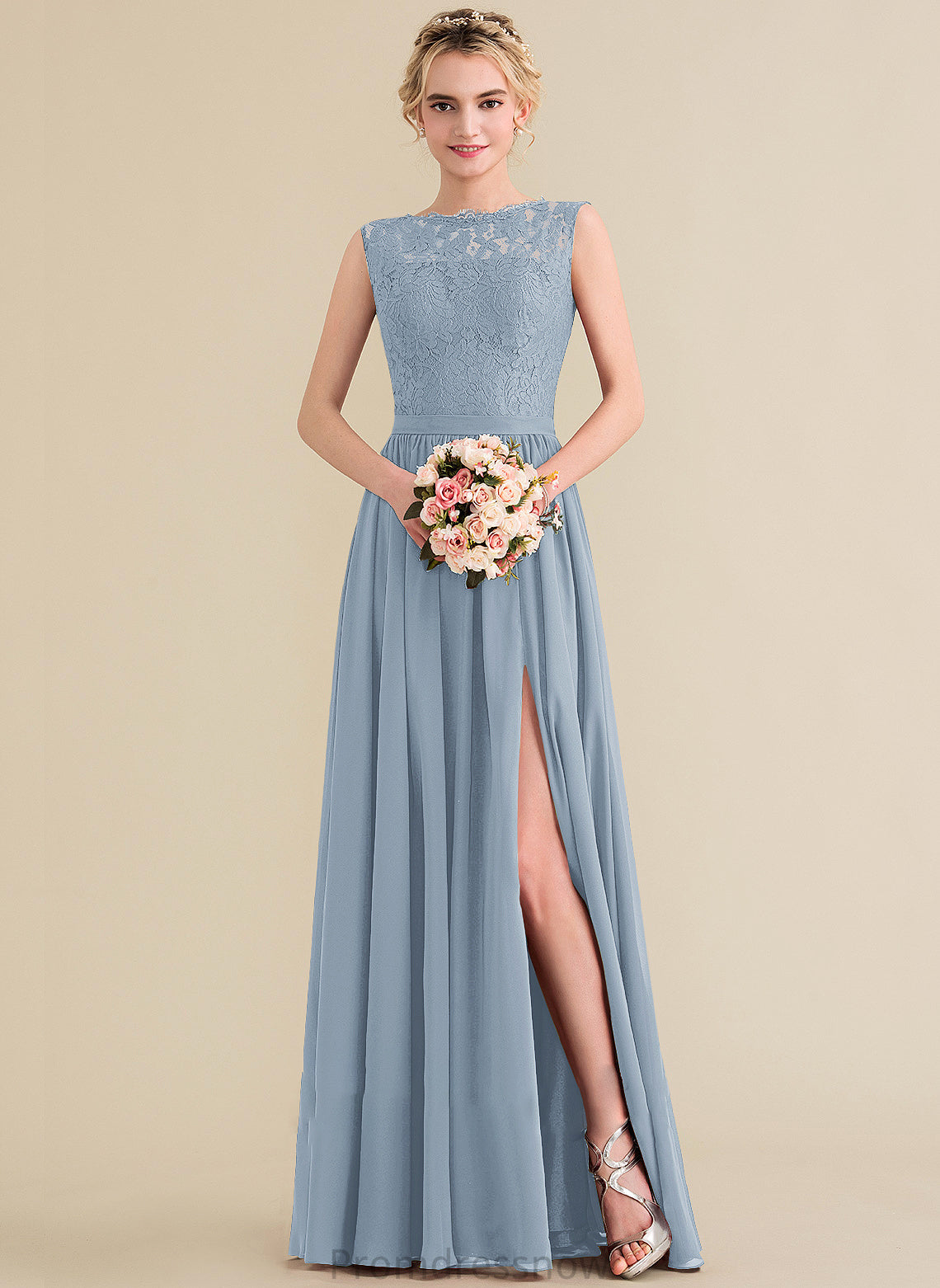 SplitFront Length Floor-Length Embellishment Neckline Silhouette Fabric A-Line ScoopNeck Kamora A-Line/Princess Floor Length Bridesmaid Dresses