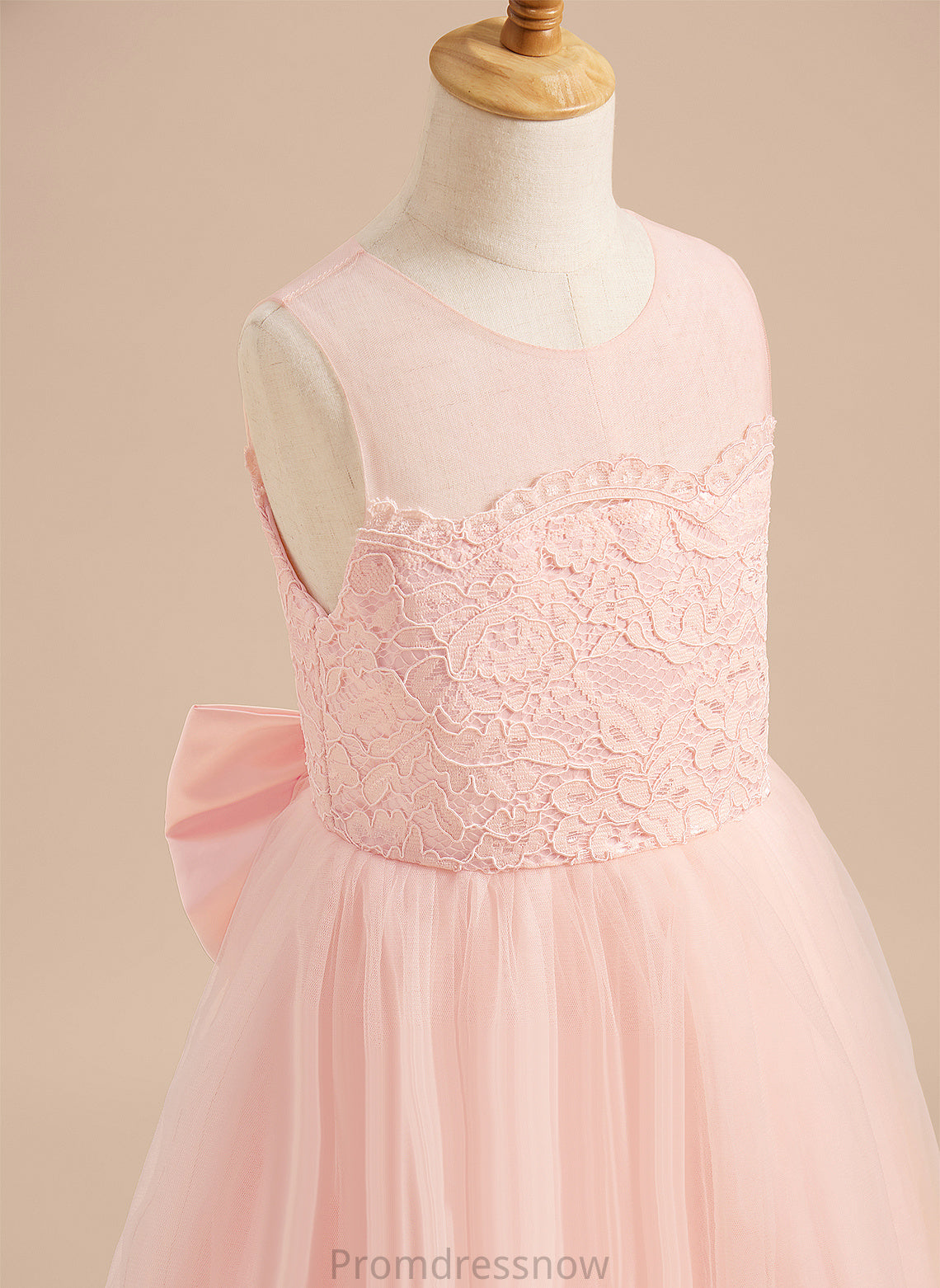 Scoop Lace/Bow(s) Sleeveless Aliana Tulle Neck With Flower Flower Girl Dresses Dress Floor-length - A-Line Girl