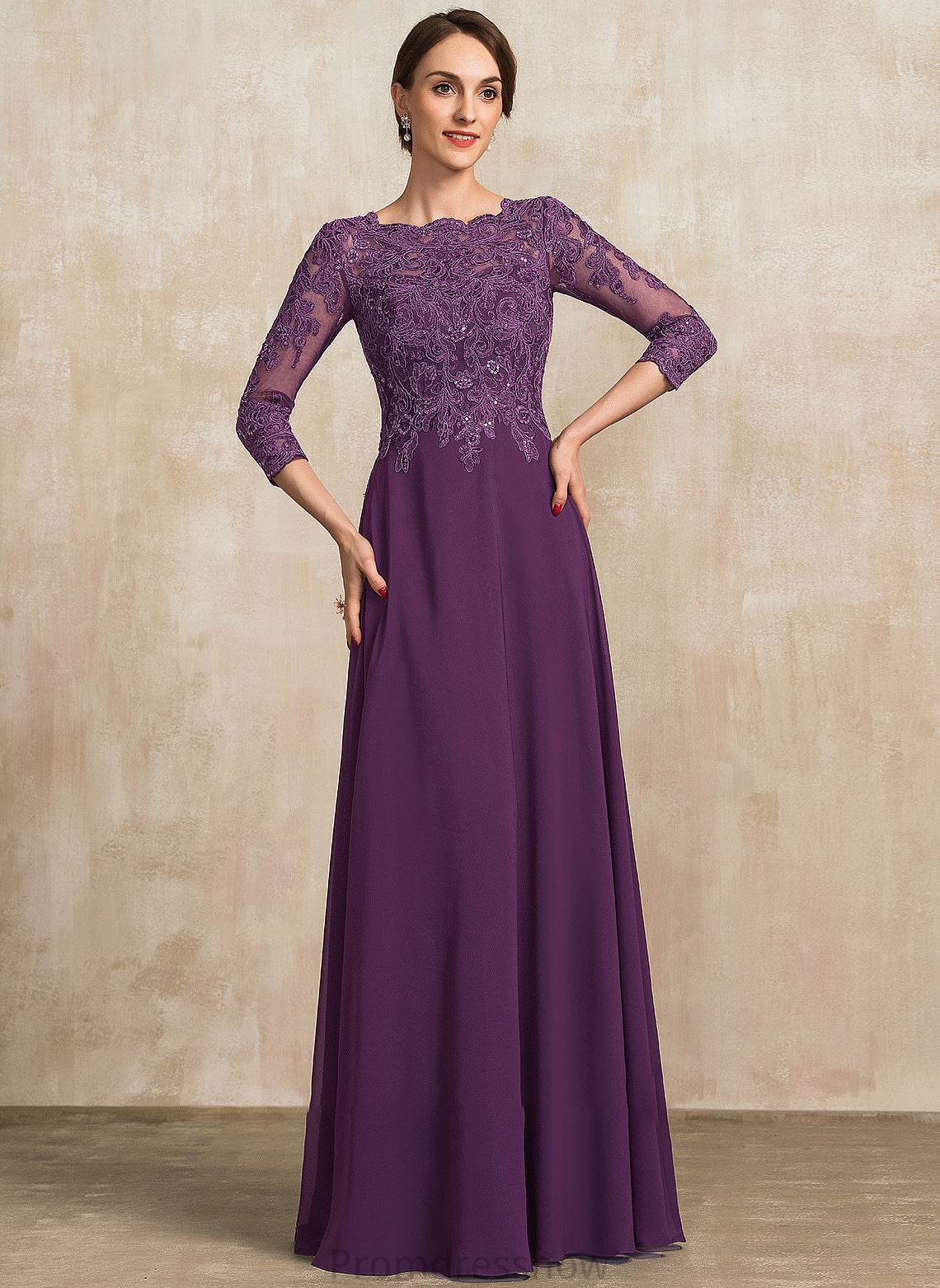 With Mother of the Bride Dresses Neck Floor-Length A-Line Chiffon Scoop Jocelyn the Lace Mother Bride Sequins Dress of