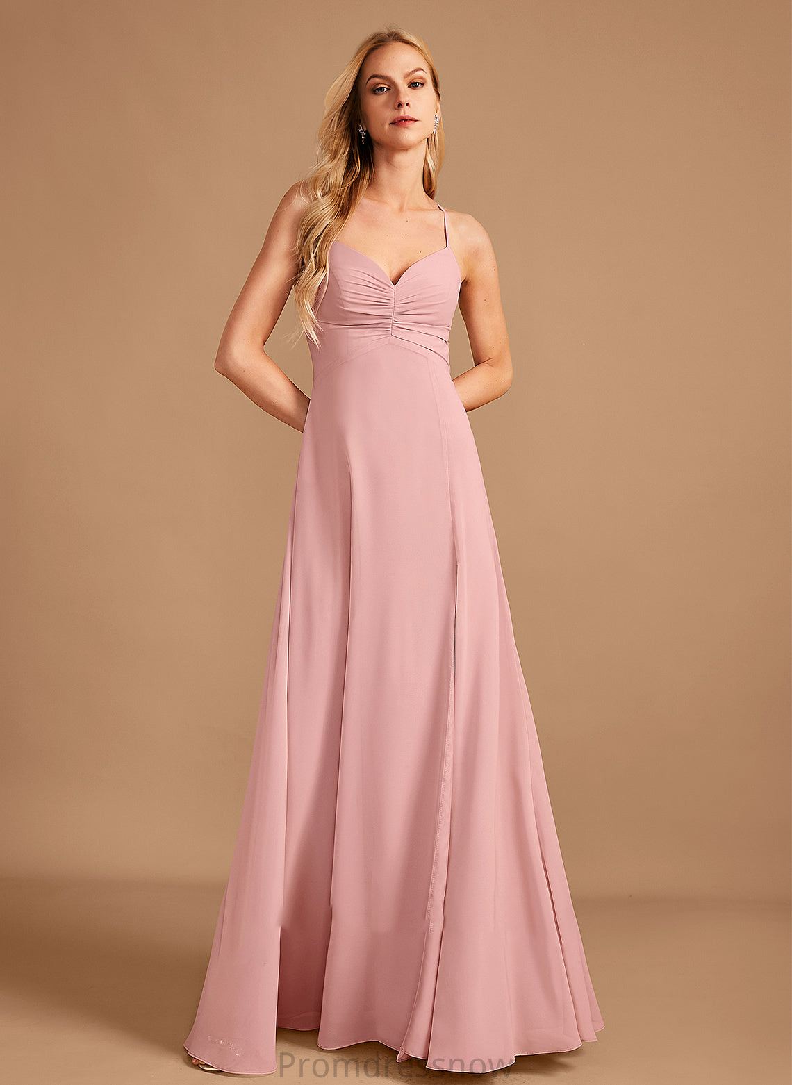 Neckline A-Line Fabric Silhouette V-neck SplitFront Length Floor-Length Embellishment Brooklyn Sleeveless V-Neck Bridesmaid Dresses