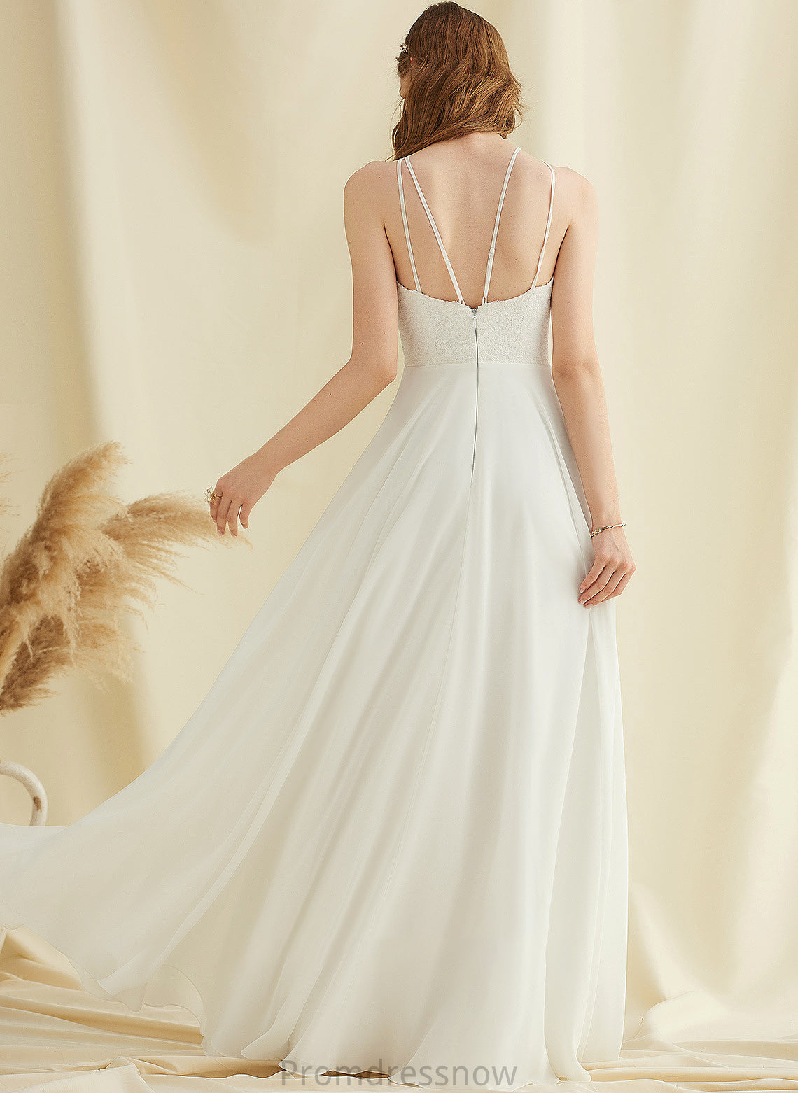 With Marisol Floor-Length Pockets Wedding Dresses Scoop Wedding Neck Chiffon A-Line Lace Dress