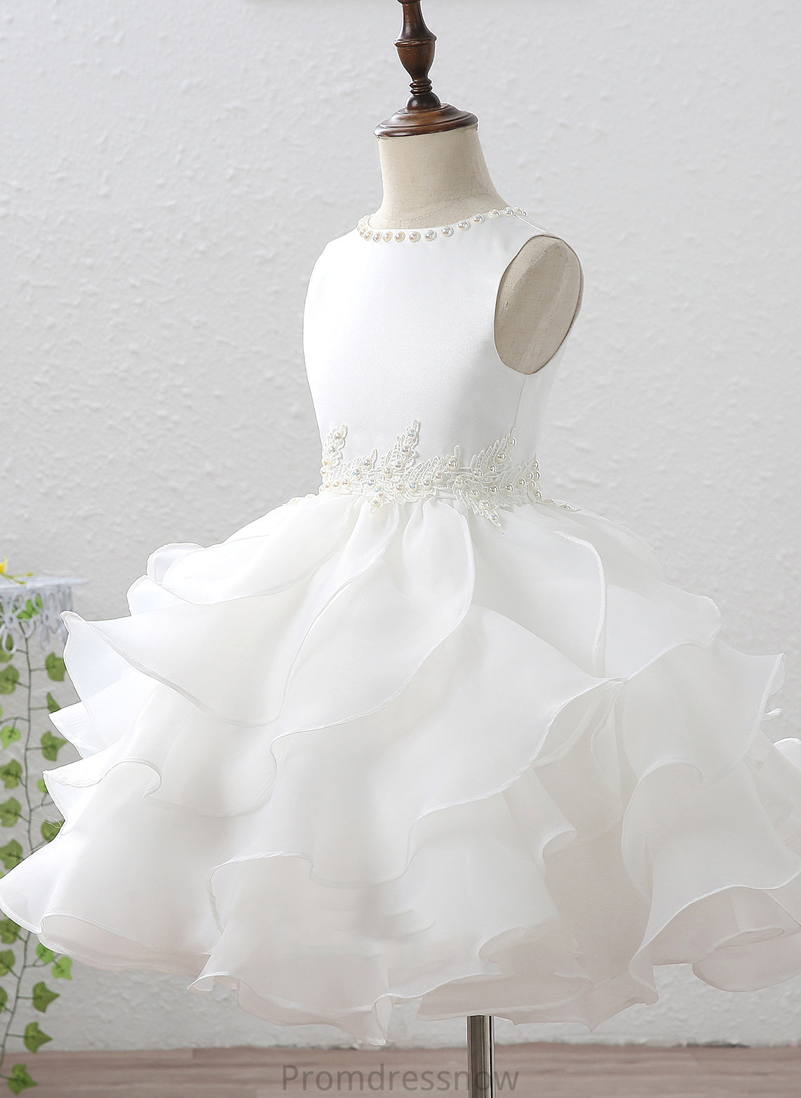 With Princess Girl Flower Girl Dresses Sleeveless Court Scoop - Organza/Satin Flower Ball-Gown/Princess Neck Dress Ruffles/Beading/Appliques Train