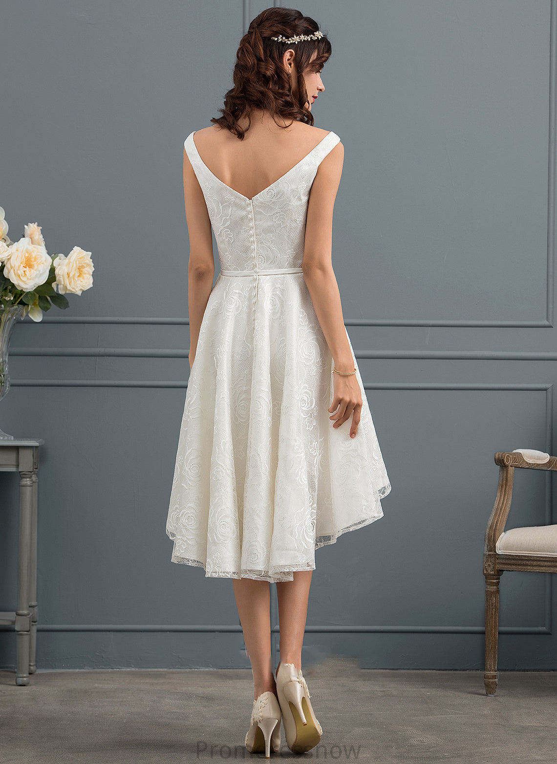 With Lace Wedding Dresses Asymmetrical A-Line Wedding Dress Kendra Bow(s)