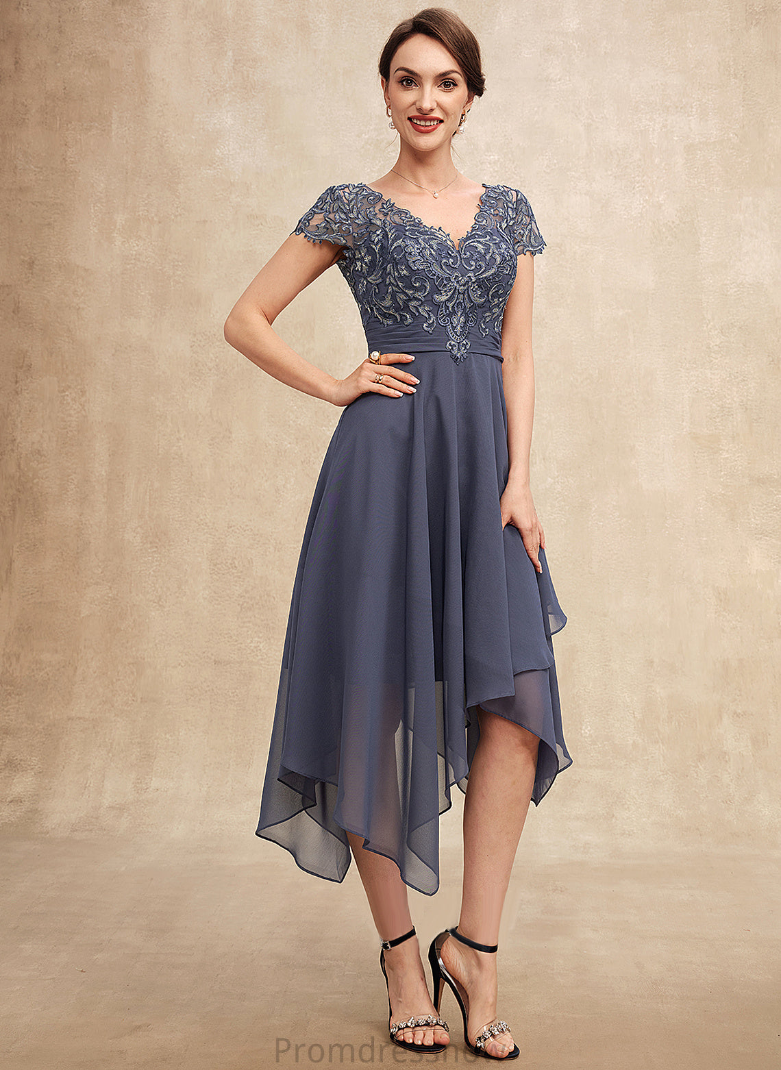 With the Chiffon Bride Dress Naomi of Asymmetrical Lace Mother Mother of the Bride Dresses V-neck A-Line Ruffle