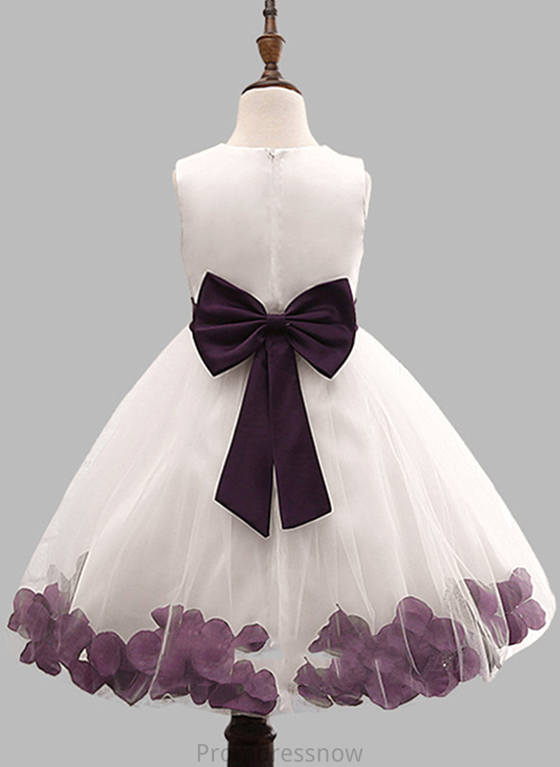 With Blends Knee-length Flower Girl Dresses Scoop Sleeveless Flower(s)/Bow(s) Ball Cotton Gown Neck - Dress Girl Flower Yazmin