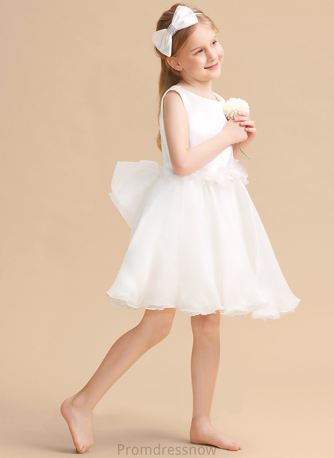 Dress Knee-length Sleeveless Stella Organza Flower Scoop Neck Flower Girl Dresses Girl A-Line -